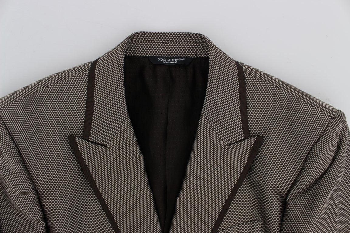 Dolce &amp; Gabbana – Brauner Slim Fit-Blazer aus Seide mit zwei Knöpfen