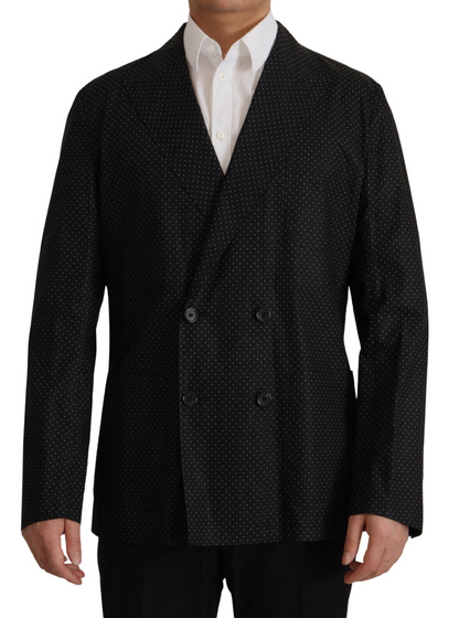 Dolce &amp; Gabbana – Schwarze Blazerjacke aus gepunkteter Baumwolle