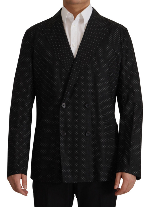 Dolce &amp; Gabbana – Schwarze Blazerjacke aus gepunkteter Baumwolle
