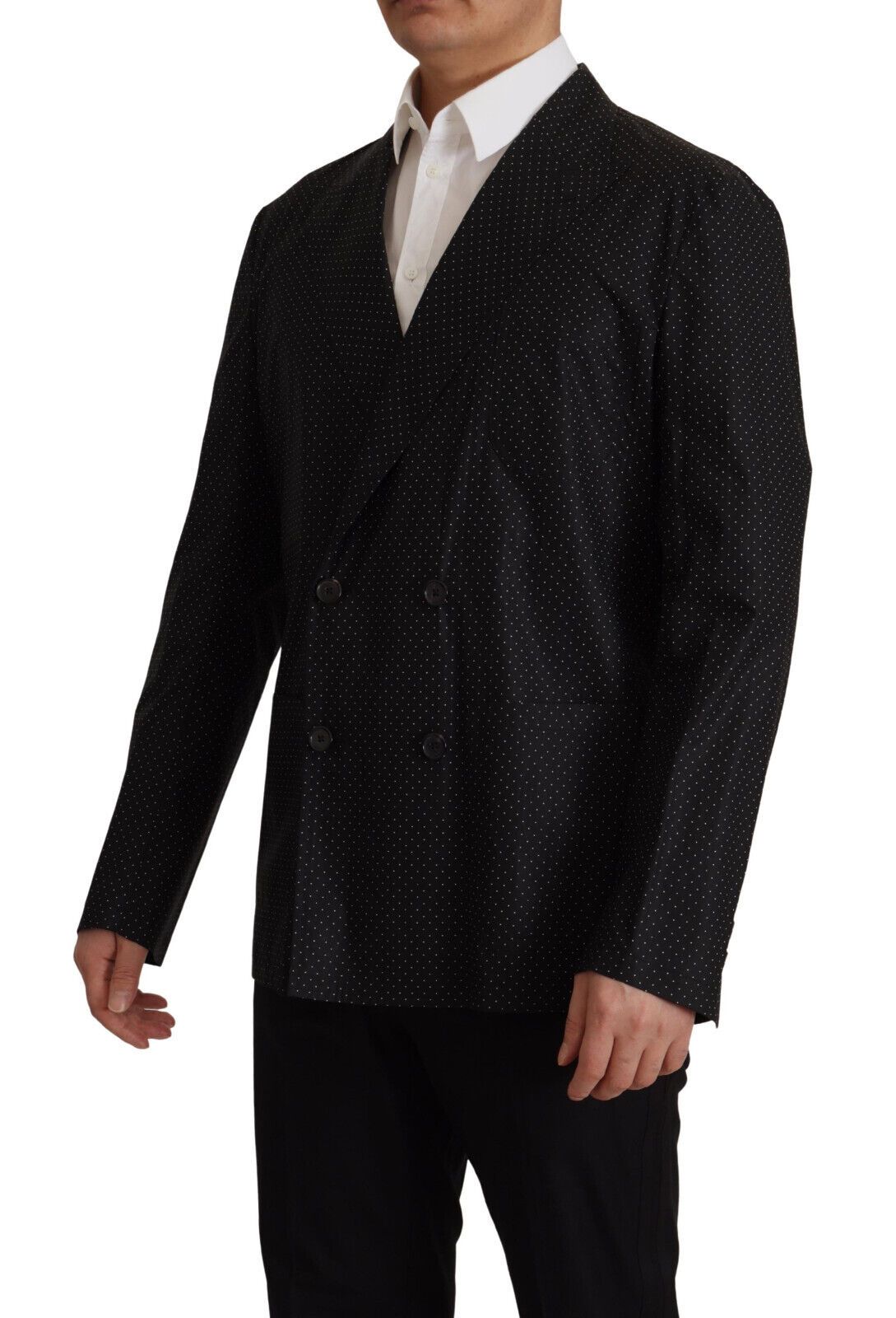 Dolce &amp; Gabbana – Schwarze Blazerjacke aus gepunkteter Baumwolle