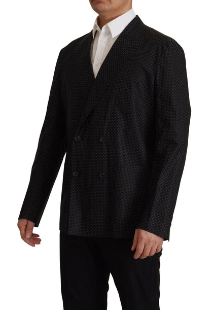 Dolce &amp; Gabbana – Schwarze Blazerjacke aus gepunkteter Baumwolle