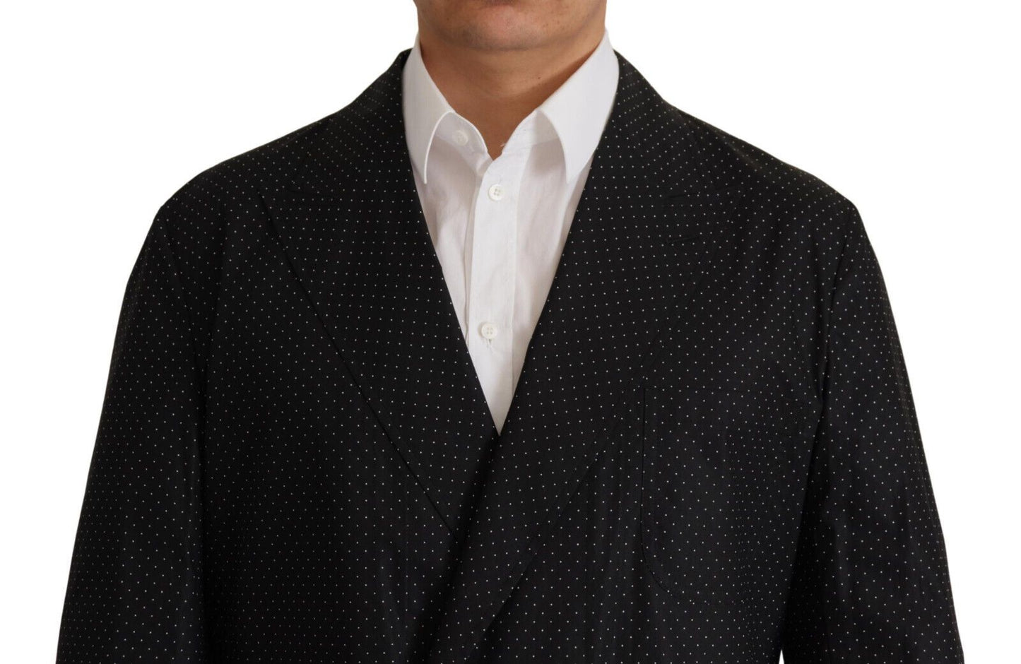 Dolce &amp; Gabbana – Schwarze Blazerjacke aus gepunkteter Baumwolle
