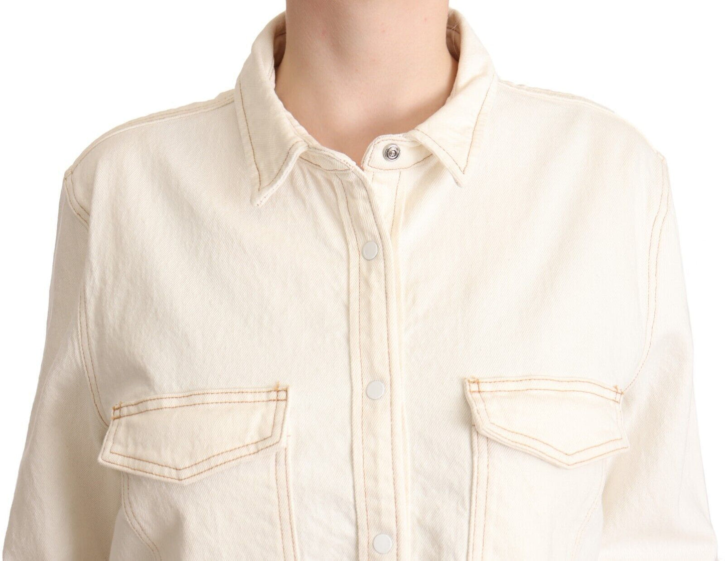 Levi's – Weißes Poloshirt aus Baumwolle mit Kragen und langen Ärmeln und Knopfleiste