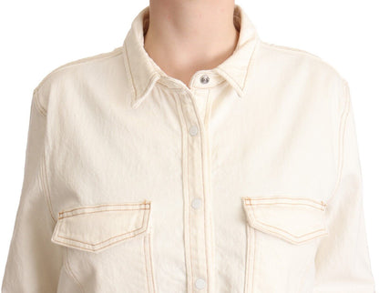 Levi's – Weißes Poloshirt aus Baumwolle mit Kragen und langen Ärmeln und Knopfleiste