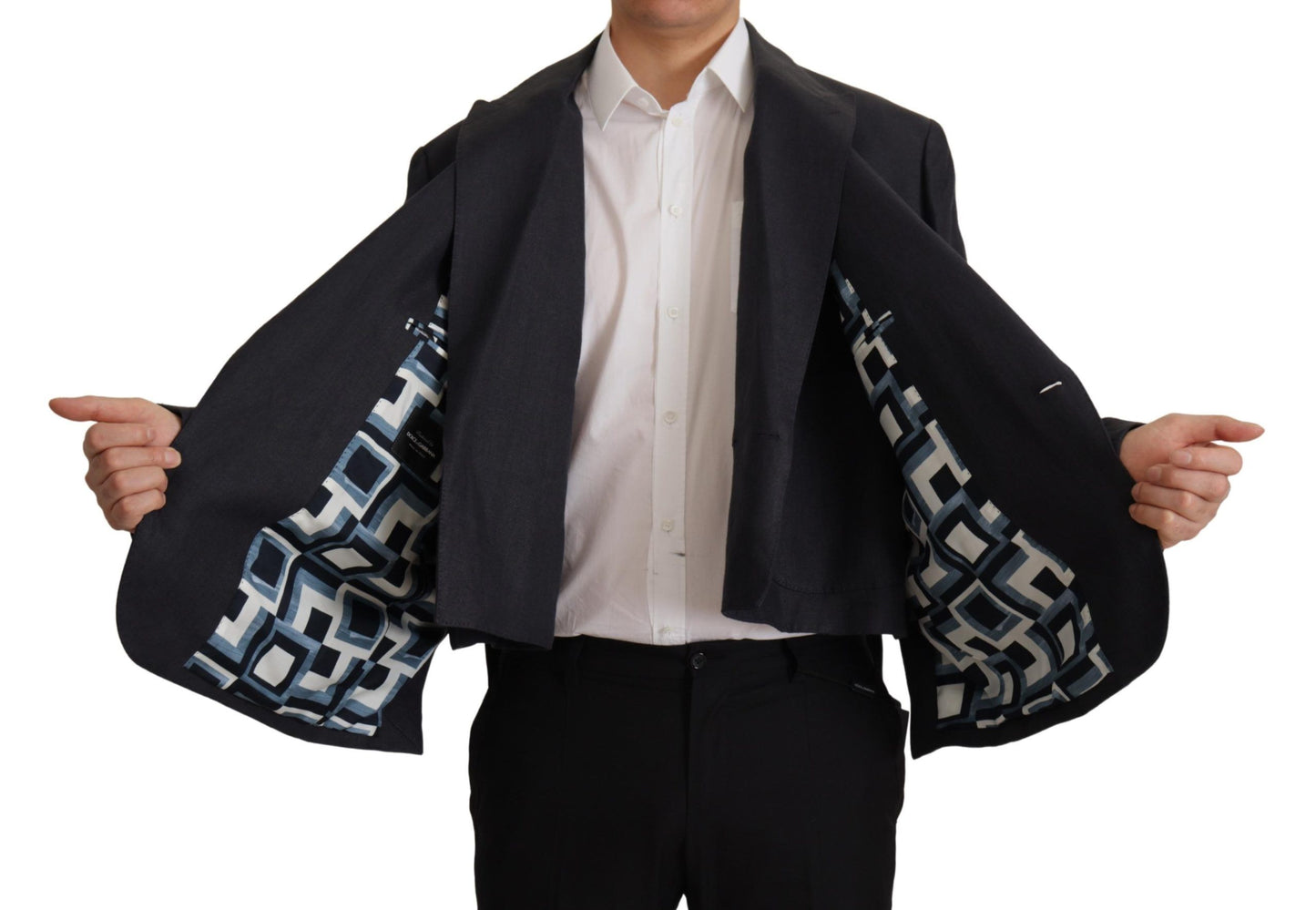 Dolce &amp; Gabbana Blaue formelle Herren-Blazerjacke aus Leinen