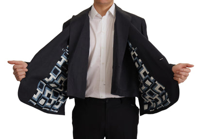 Dolce &amp; Gabbana Blaue formelle Herren-Blazerjacke aus Leinen