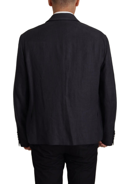 Dolce &amp; Gabbana Blaue formelle Herren-Blazerjacke aus Leinen