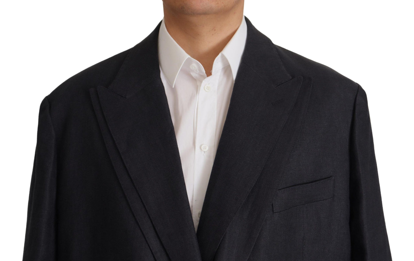 Dolce &amp; Gabbana Blaue formelle Herren-Blazerjacke aus Leinen