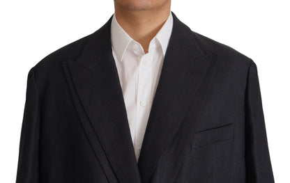 Dolce &amp; Gabbana Blaue formelle Herren-Blazerjacke aus Leinen