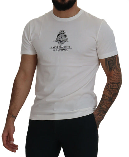 Dolce &amp; Gabbana Weißes Logo-Baumwoll-T-Shirt „Amor Magister“