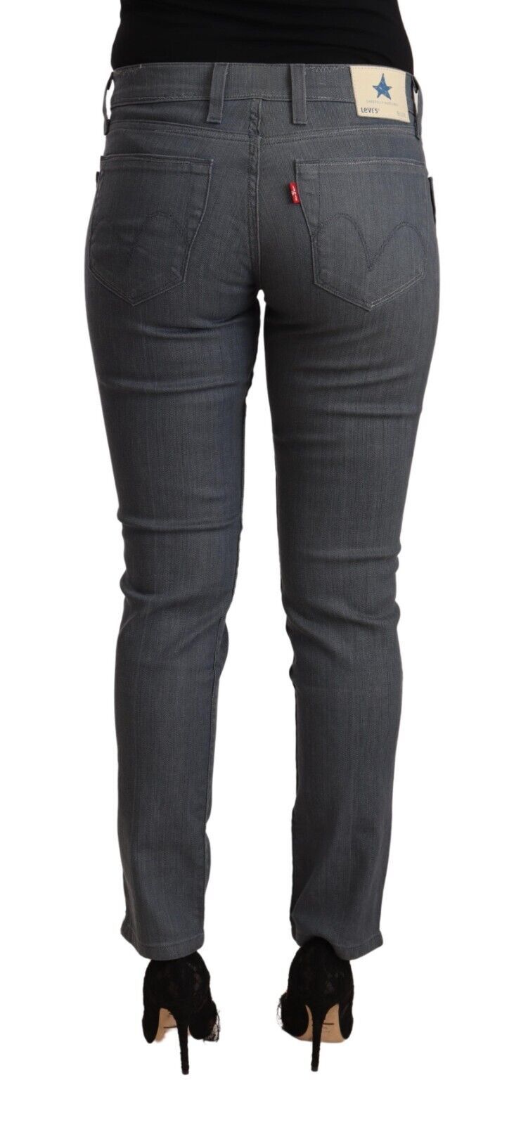 Levi's – Graue Skinny-Jeans aus Baumwolle mit niedriger Taille