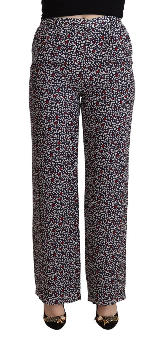 Michael Kors – Schwarze, gerade Hose mit hohem Bund und Print