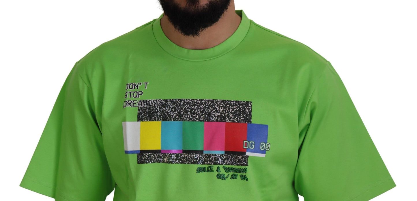 Dolce &amp; Gabbana Grünes Baumwoll-T-Shirt DG CHANNEL