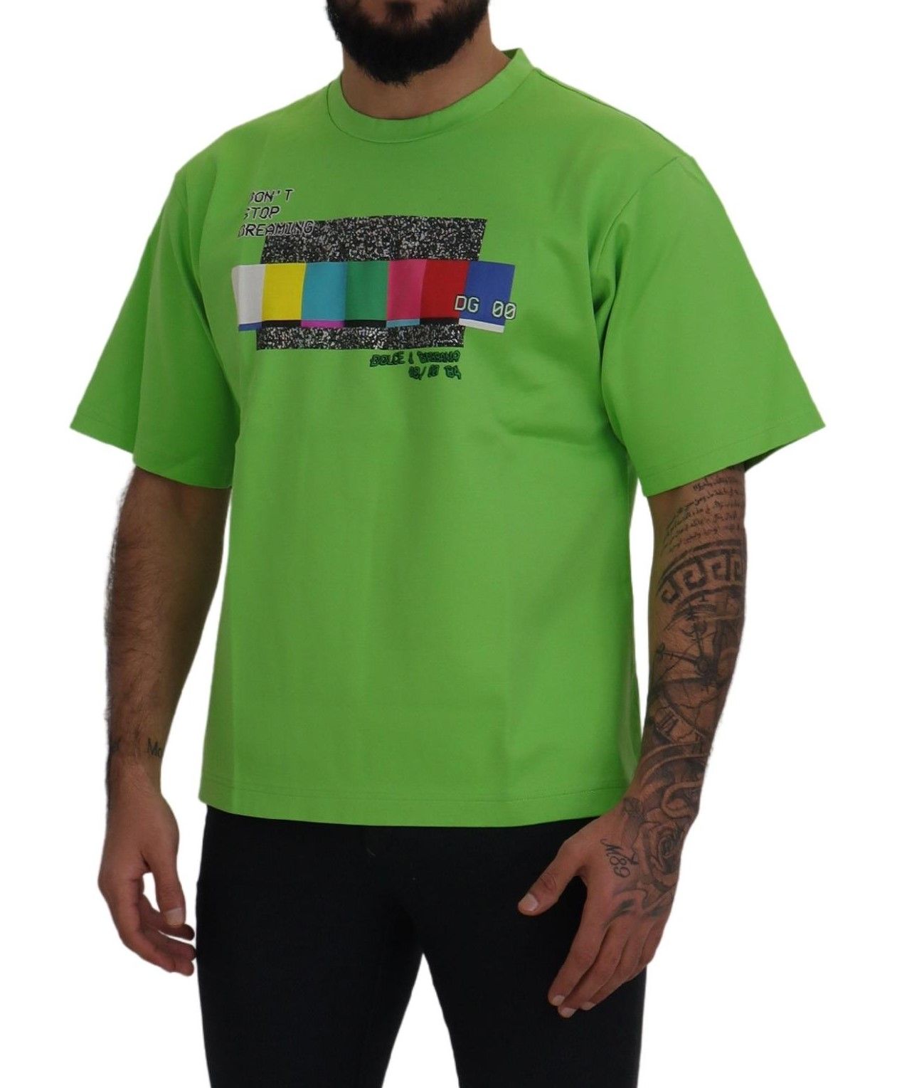 Dolce &amp; Gabbana Grünes Baumwoll-T-Shirt DG CHANNEL