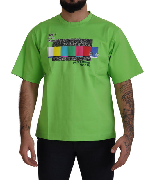 Dolce &amp; Gabbana Grünes Baumwoll-T-Shirt DG CHANNEL
