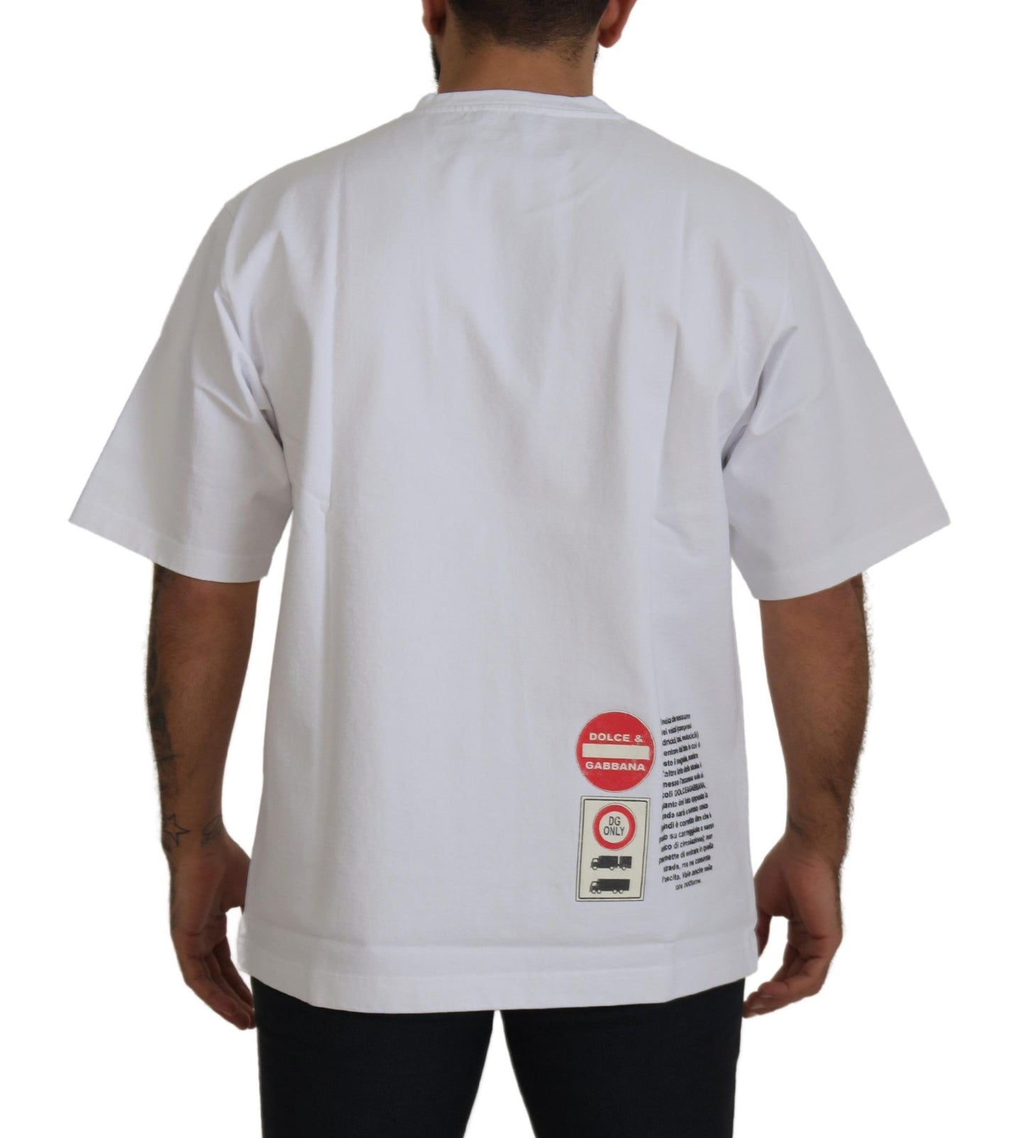 Dolce &amp; Gabbana Weißes T-Shirt mit Rundhalsausschnitt aus Baumwolle mit Amor-Herz