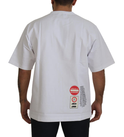 Dolce &amp; Gabbana Weißes T-Shirt mit Rundhalsausschnitt aus Baumwolle mit Amor-Herz