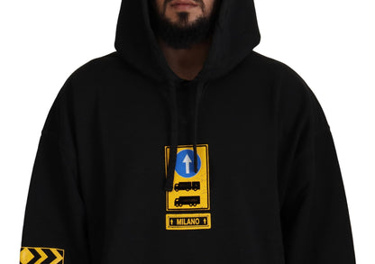 Dolce &amp; Gabbana – Schwarzer DG Shield-Pullover mit Kapuze aus Baumwolle