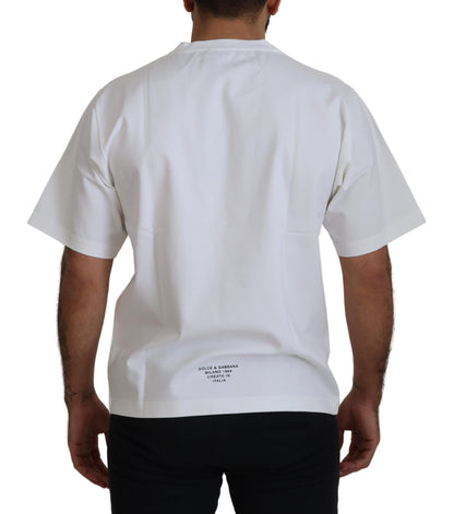 Dolce &amp; Gabbana – Weißes Baumwoll-T-Shirt mit Rundhalsausschnitt und Logo-Print