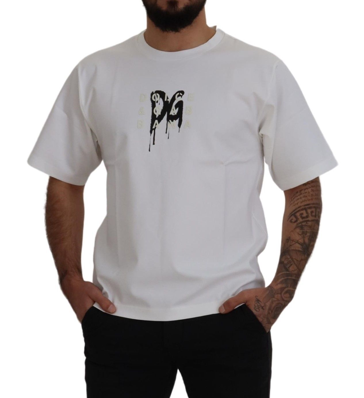 Dolce &amp; Gabbana – Weißes Baumwoll-T-Shirt mit Rundhalsausschnitt und Logo-Print