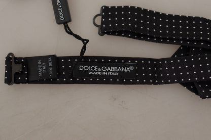Dolce &amp; Gabbana – Schwarz-weiß gepunktete Papillon-Fliege mit verstellbarem Halsausschnitt