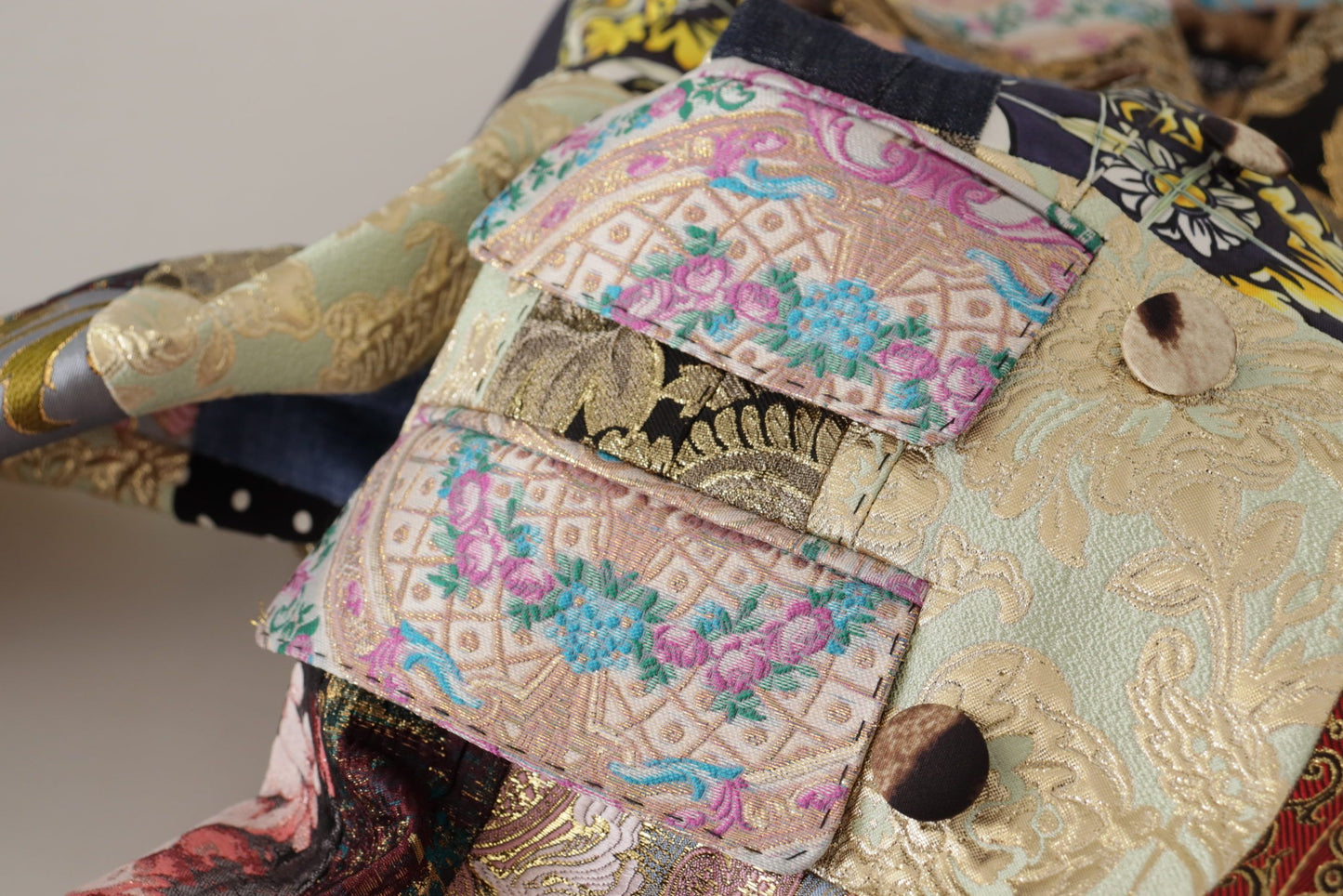 Dolce &amp; Gabbana Mehrfarbige, zweireihige Blazerjacke aus Patchwork-Jacquard