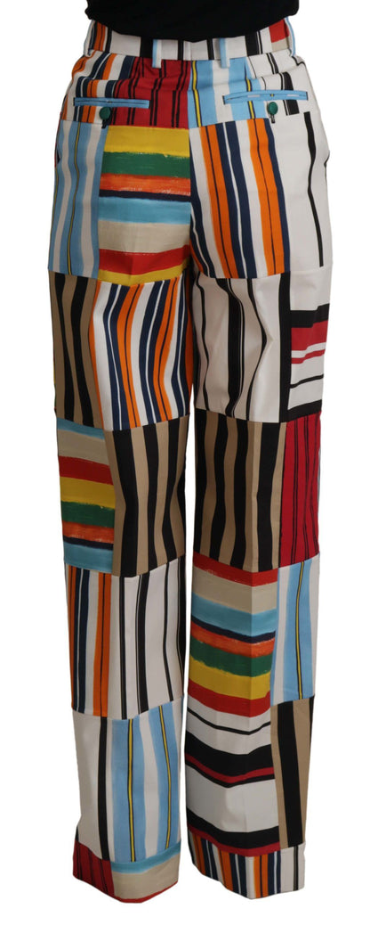 Dolce &amp; Gabbana – Mehrfarbig gestreifte Baumwollhose mit hoher Taille
