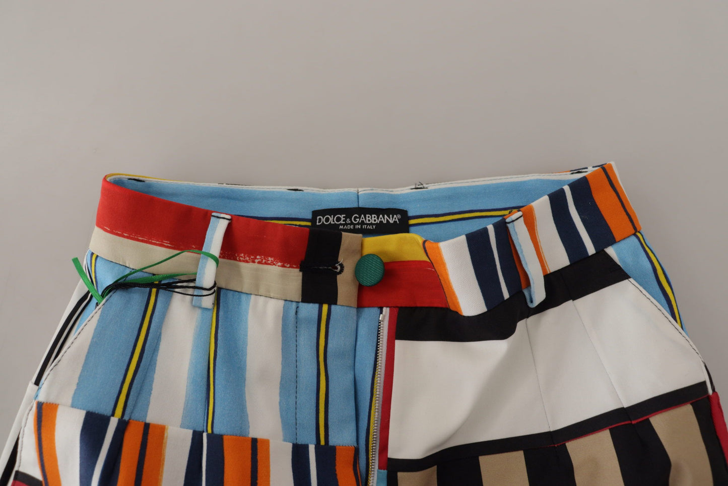 Dolce &amp; Gabbana – Mehrfarbig gestreifte Baumwollhose mit hoher Taille
