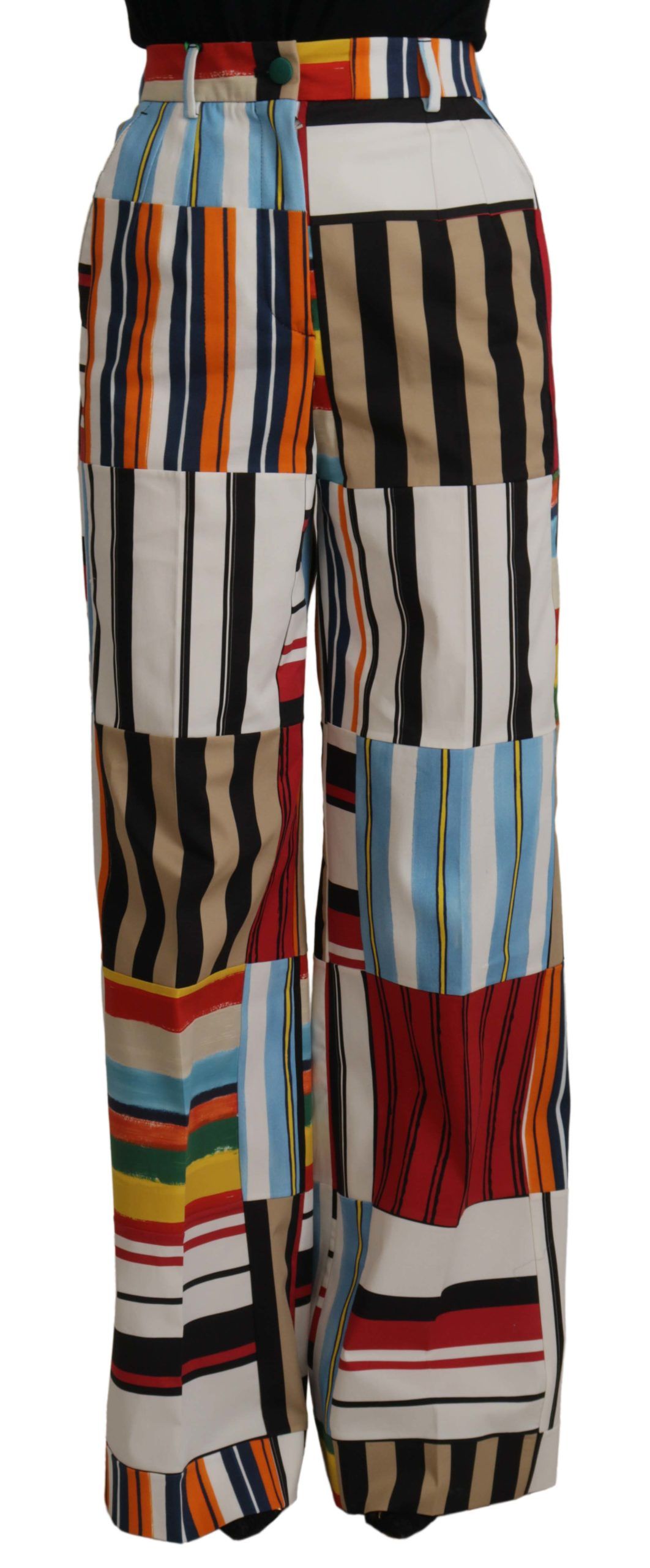 Dolce &amp; Gabbana – Mehrfarbig gestreifte Baumwollhose mit hoher Taille