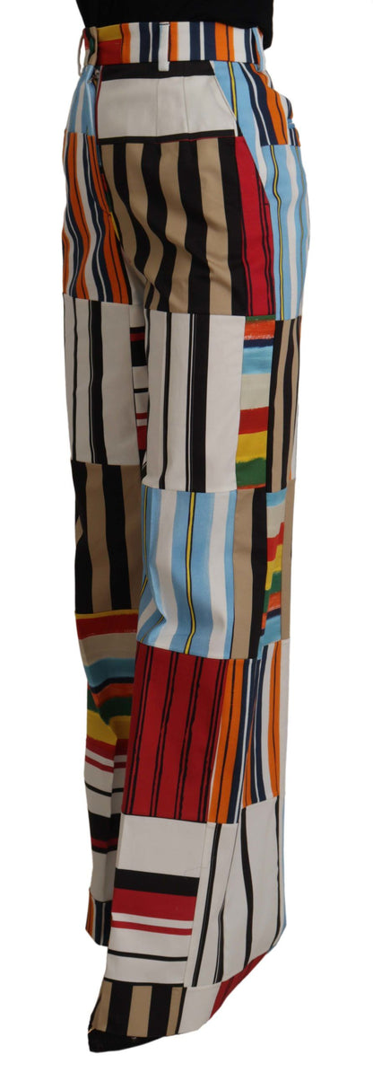 Dolce &amp; Gabbana – Mehrfarbig gestreifte Baumwollhose mit hoher Taille