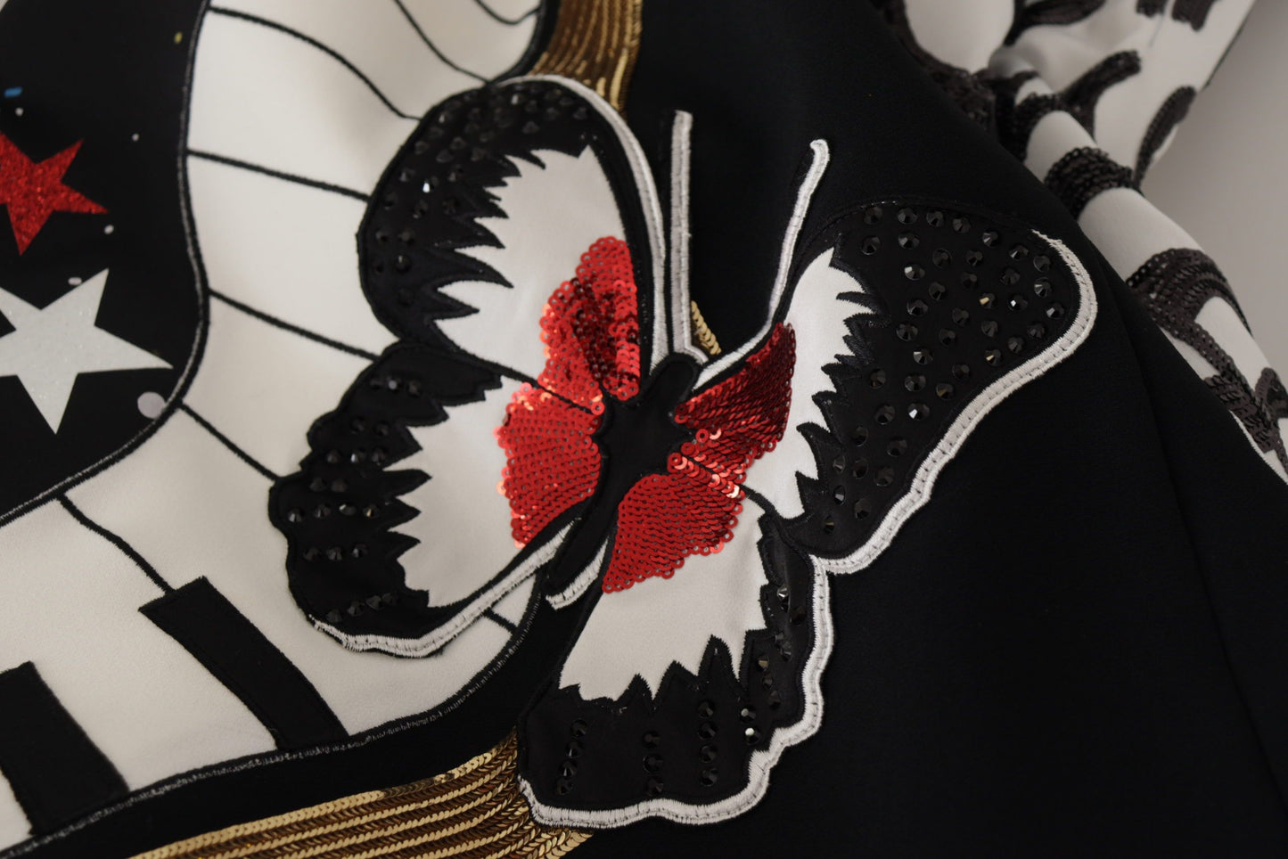 Dolce &amp; Gabbana Schwarzer Pianorock mit Pailletten „Love Clock“