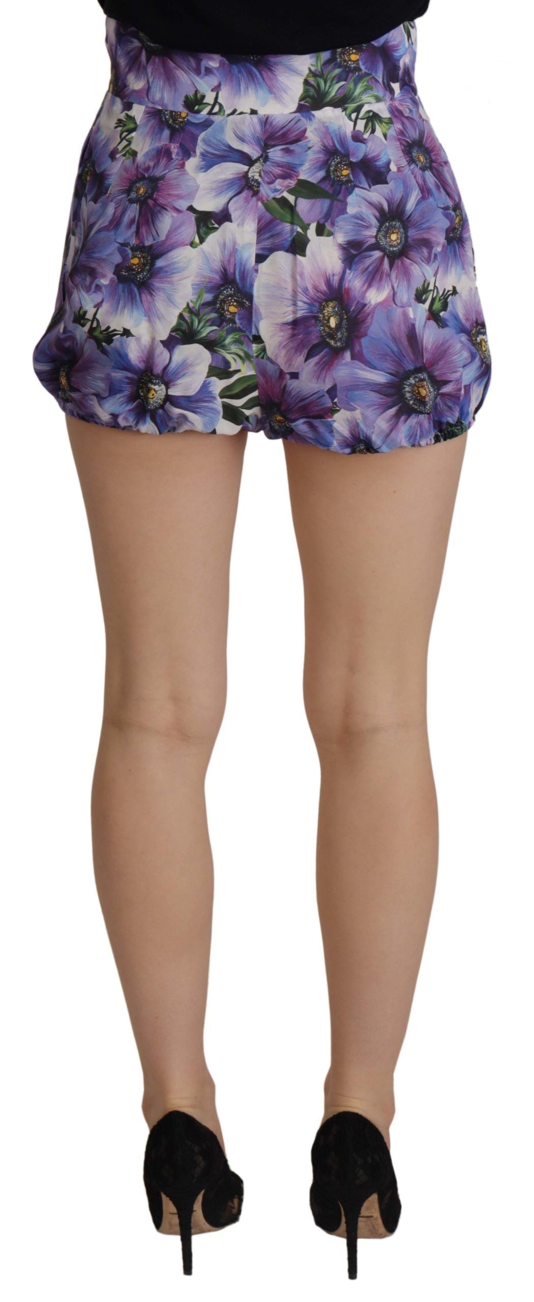 Dolce &amp; Gabbana Purple Anemone High Waist Hot Pants Shorts