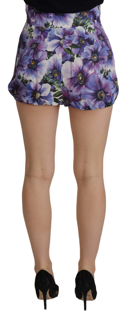 Dolce &amp; Gabbana Purple Anemone High Waist Hot Pants Shorts