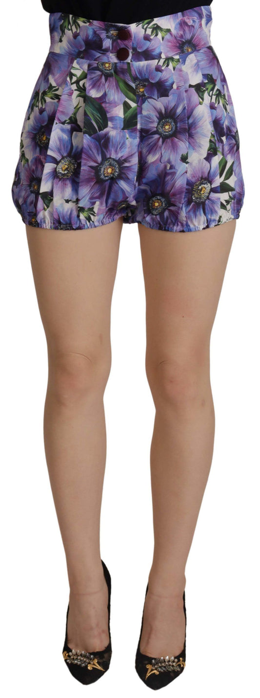 Dolce &amp; Gabbana Purple Anemone High Waist Hot Pants Shorts