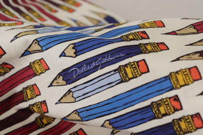 Dolce &amp; Gabbana – Weiße T-Shirt-Bluse aus Baumwolle mit Bleistiftdruck
