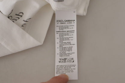 Dolce &amp; Gabbana – T-Shirt aus Baumwolle mit Rundhalsausschnitt und weißen und schwarzen Rosen