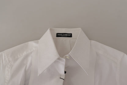 Dolce &amp; Gabbana White Sleeveless Tuxedo Formal Blouse Top