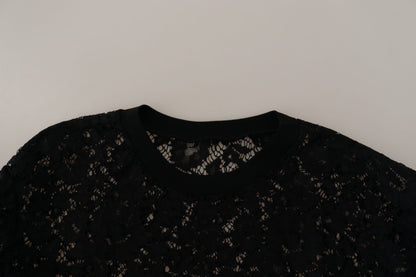 Dolce &amp; Gabbana – Schwarze Bluse mit floraler Spitze und Pullover „Sicily“