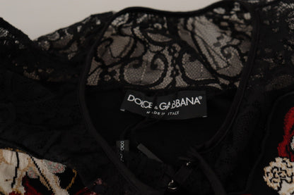 Dolce &amp; Gabbana – Schwarzer Cardigan mit Engelsrosen-Spitze