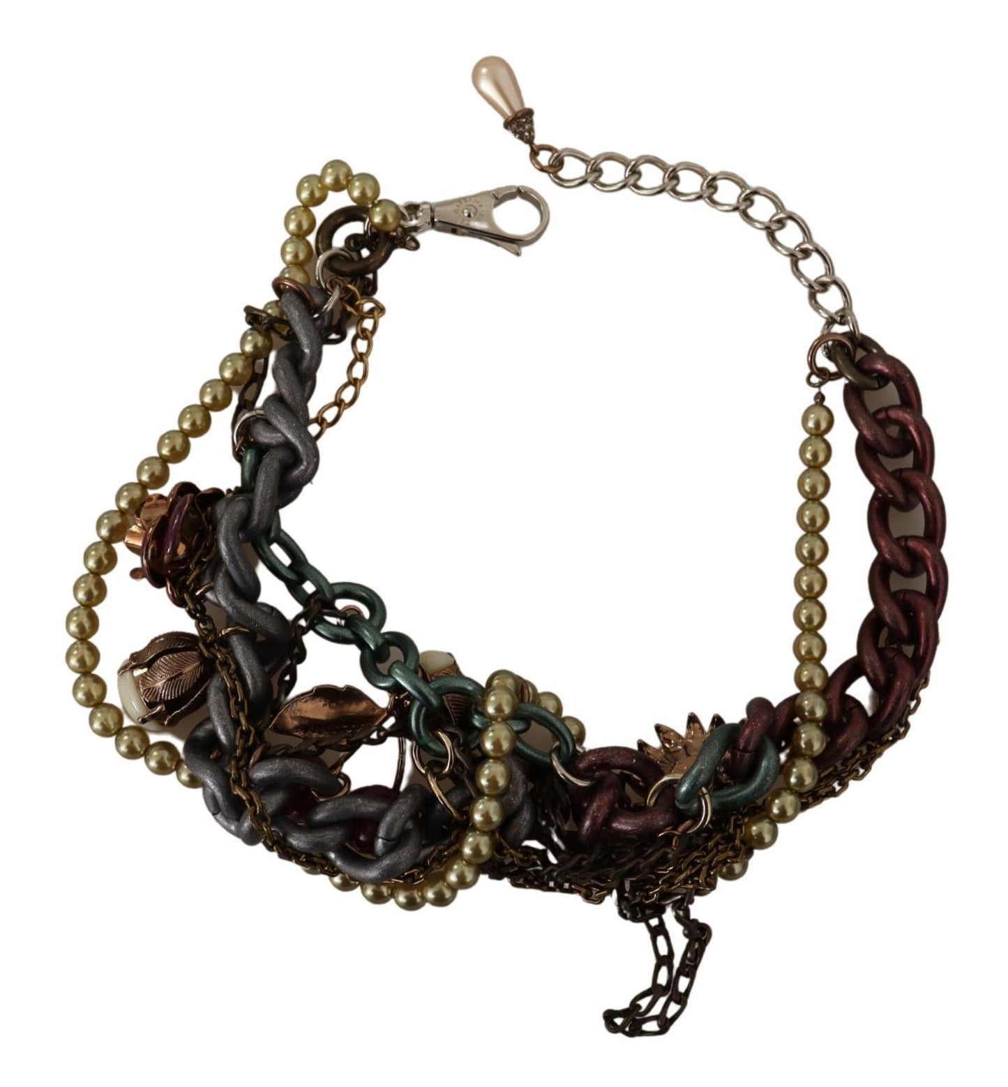 Dolce &amp; Gabbana Gold Brass Sicily Floral Crystal Statement Necklace