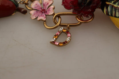Dolce &amp; Gabbana Statement-Halskette „Sicily Fruits Roses“ aus goldenem Messing
