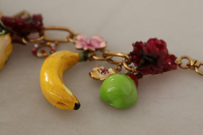 Dolce &amp; Gabbana Statement-Halskette „Sicily Fruits Roses“ aus goldenem Messing