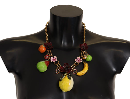 Dolce &amp; Gabbana Statement-Halskette „Sicily Fruits Roses“ aus goldenem Messing
