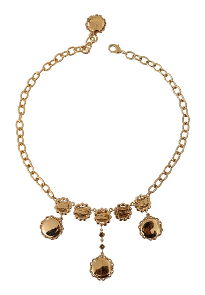 Dolce &amp; Gabbana – Statement-Halskette mit goldener Uhr und Kristallen