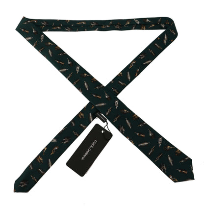 Dolce &amp; Gabbana Schwarze Seidenkrawatte mit Fantasy-Print und verstellbarem Flaschenmotiv