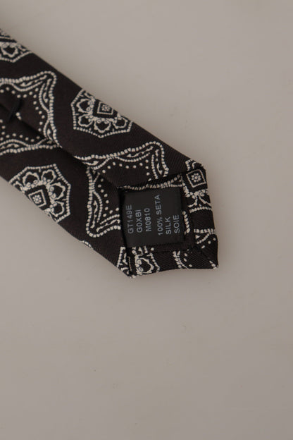 Dolce &amp; Gabbana – Verstellbare Krawatte mit geometrischem Muster in Schwarz und Weiß