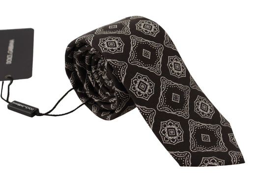 Dolce &amp; Gabbana – Verstellbare Krawatte mit geometrischem Muster in Schwarz und Weiß