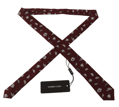 Dolce &amp; Gabbana – Kastanienbraunes Hutmuster, 100 % Seide, verstellbare Accessoire-Krawatte