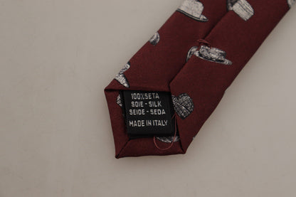 Dolce &amp; Gabbana – Kastanienbraunes Hutmuster, 100 % Seide, verstellbare Accessoire-Krawatte