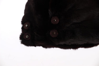 Dolce &amp; Gabbana Lila Wieselfell Häkelmütze mit Kapuze und Schal